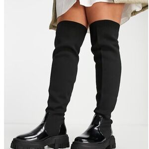 ASOS Black Over-the-Knee Boots with Glossy Finish